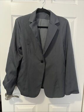 New Women's Blazer Single Button - Charcoal Gray Office Wear Business Casual